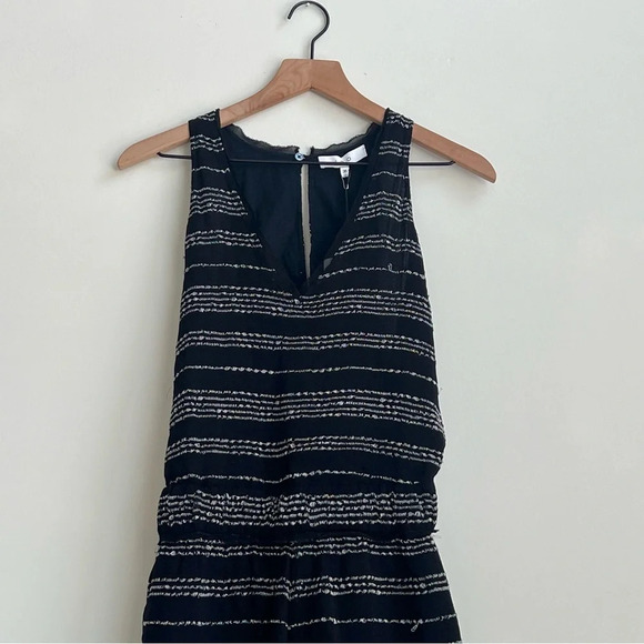 IRO Bing Black silver striped v-neck Cutout sleeveless short romper NWT 36 - Picture 5 of 16